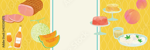 お中元 夏ギフト 水彩風タッチ レトロ柄デザイン