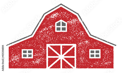 Large red barn front view