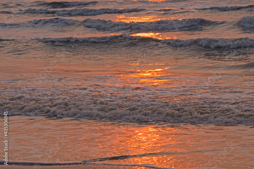 Sunset at sea , reflection shadow of sun on sea
