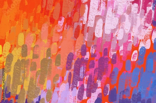 Modern art. Handmade background. Colorful pattern. Backdrop material. Wide brush. Painterly mix. Abstract. Color texture. 2d illustration. Wall painting. Canvas surface.