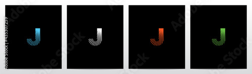 Shining Rays On Letter Logo Design J
