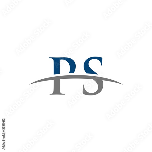 PS initial swoosh horizon, letter logo designs vector