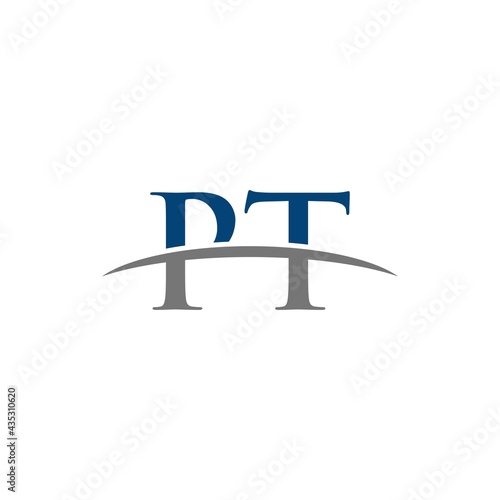 PT initial swoosh horizon, letter logo designs vector