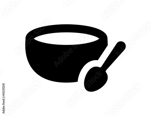 bowl with spoon icon. Kitchen utensils, food vector design template