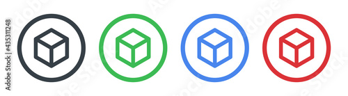 Box cube square icon symbol.