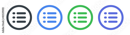 Menu design set of hamburger menu buttons. Website navigation icons.