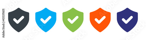Protection sign shield with check icon. Safety concept