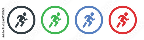 Run icon. Running man on circle design isolated white Background. Vector illustration