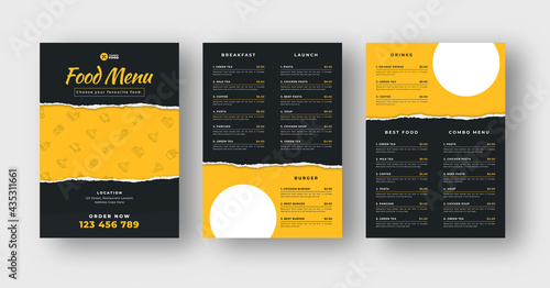 Food menu flyer template photo