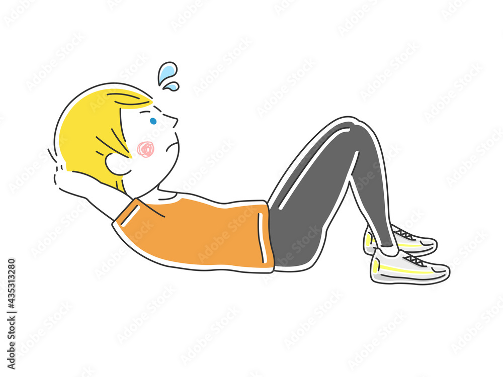 腹筋をする男性のイラスト 腹筋をする男性のイラスト