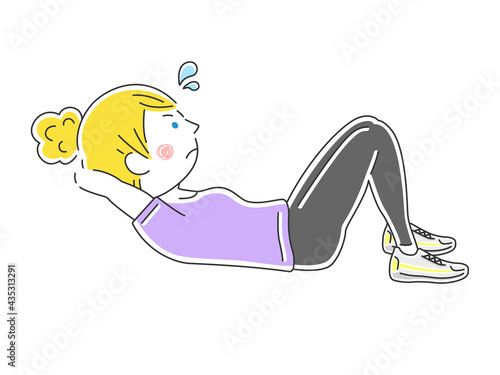 腹筋をする女性のイラスト