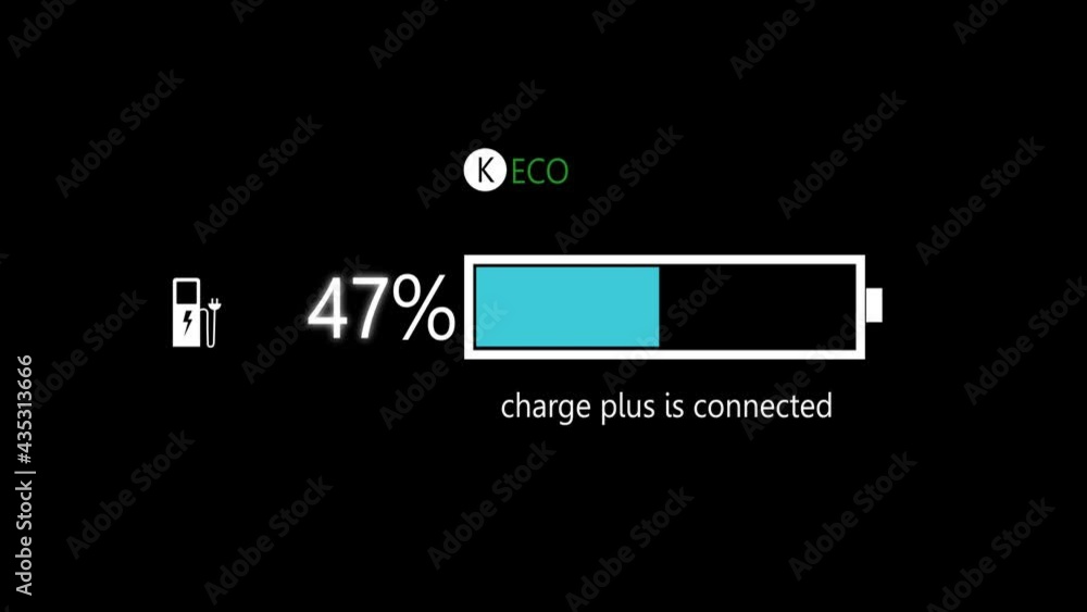Electric Car Charging Indicating The Progress Of The Charging, Electric