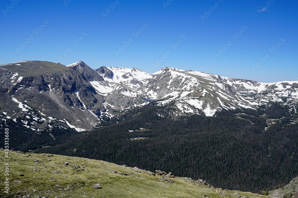 High elevation overlooking a valley at Rocky Mountain National Park, Colorado, USA. 