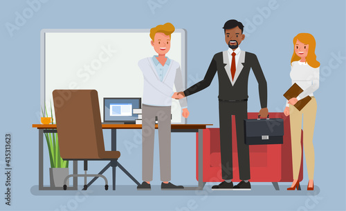 concept of partnership business. Businessmen and businesswomen character vector design.