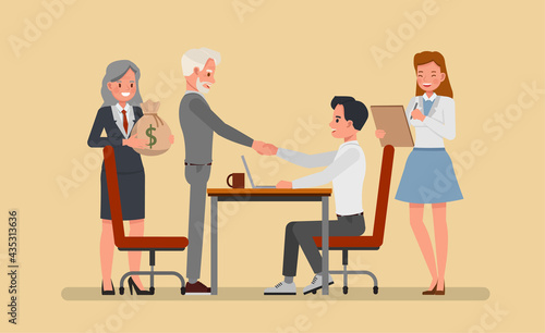 concept of partnership business. Businessmen and businesswomen character vector design.
