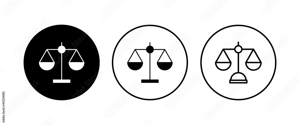 Scales icon set. Law scale icon. Scales vector icon. Justice Scales icon set. Law scale icon. Scales vector icon. Justice