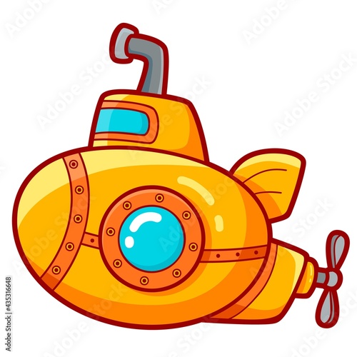 Cute Submarine cartoon. Submarine clipart vector illustration