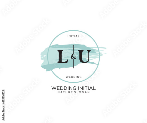 Initial LU Letter Beauty vector initial logo, handwriting logo of initial signature, wedding, fashion, jewerly, boutique, floral and botanical with creative template for any company or business. photo