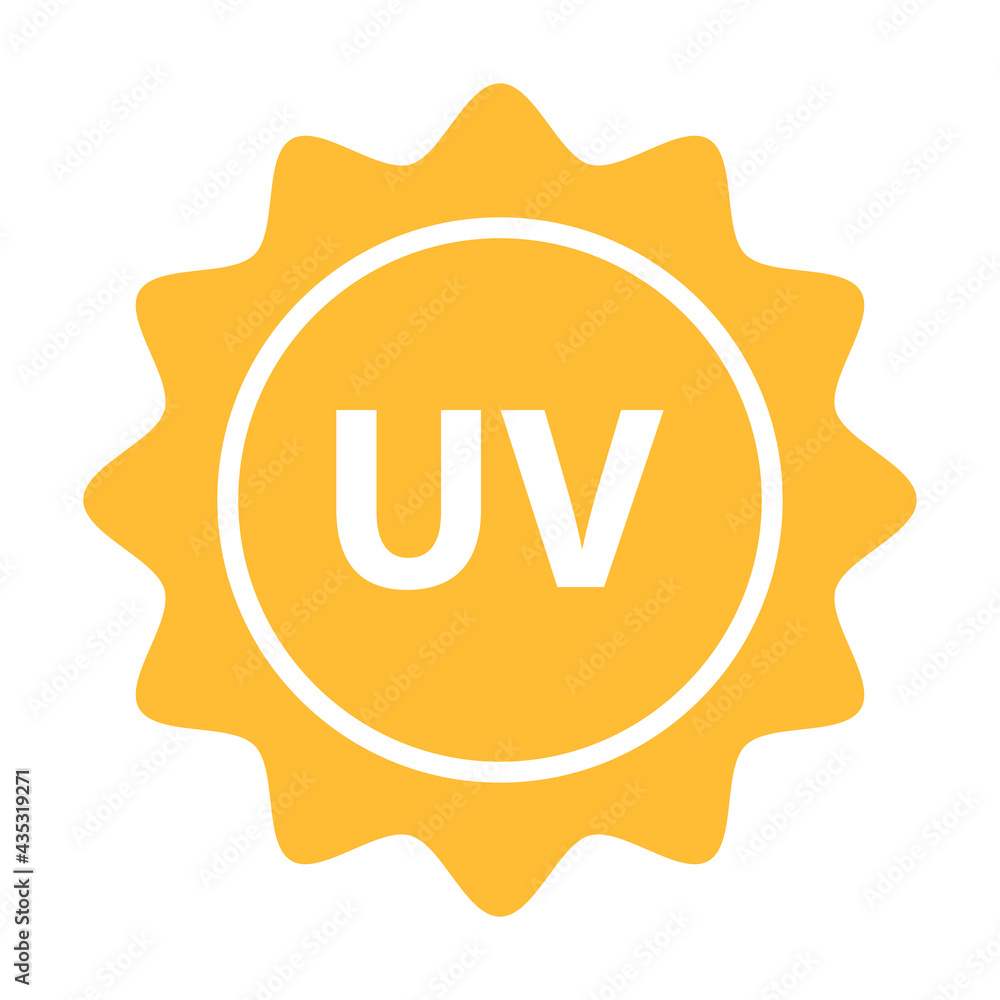 UV radiation icon vector solar ultraviolet light symbol for graphic ...