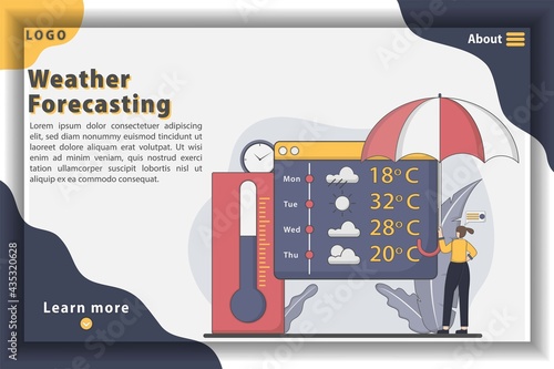 Flat design weather forecasting illustration