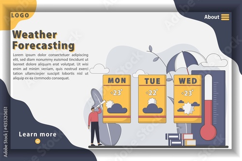 Flat design weather forecasting illustration