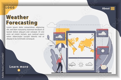 Flat design weather forecasting illustration