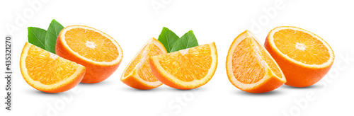 Ripe half of orange citrus fruit isolated on white
