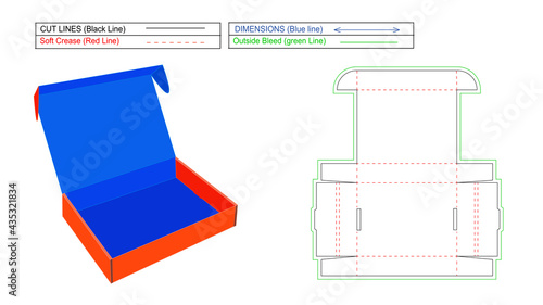 Quadro em tela Two side rollover with ear lock box, REFT Box dieline template and 3D vector box