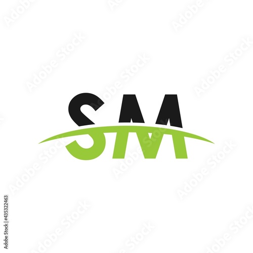 SM initial swoosh horizon, letter logo designs vector