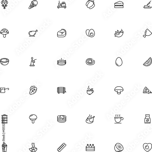 icon vector icon set such as: kiwifruit, brown, pastry, fortune, aluminum, seafood, margarine, poisonous, maker, chicken-egg, japan, color, arugula, brewery, boletus, italian, pasta, box, blank