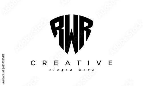 RWR letters creative logo with shield	