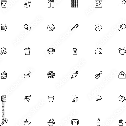 icon vector icon set such as: farm, bean, beer glass, veggie, recycle, box, circle, dessert, vine, seed, flower, cream, lemon, spicy, farming, blade, foodstuff, crystal, blue, wing, capellini