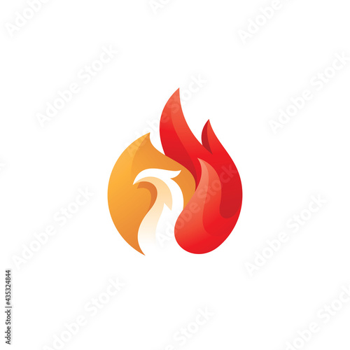 Phoenix Bird and Fire Flame Logo