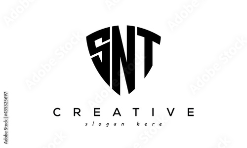 SNT letters creative logo with shield photo