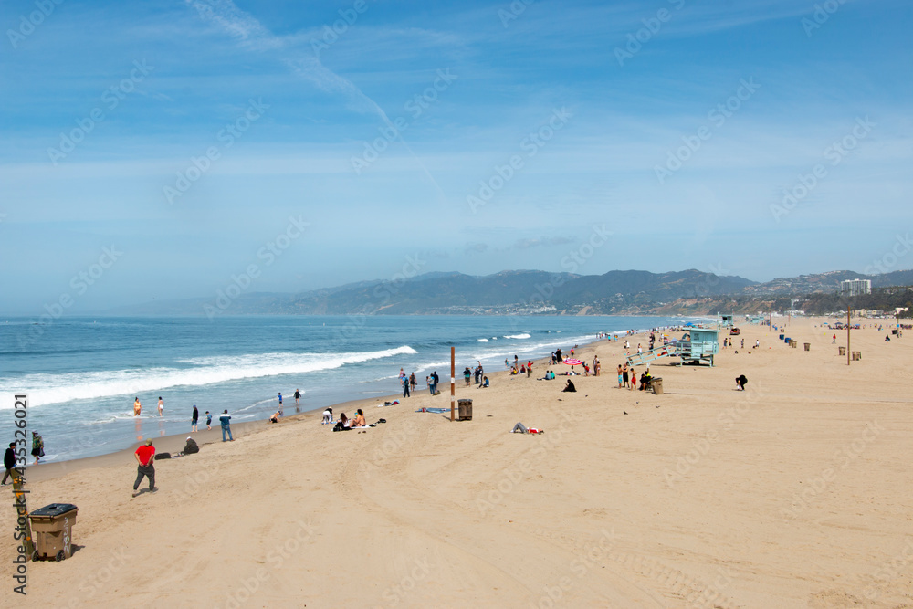 Santa Monica Beach on a Beautiful Spring Day