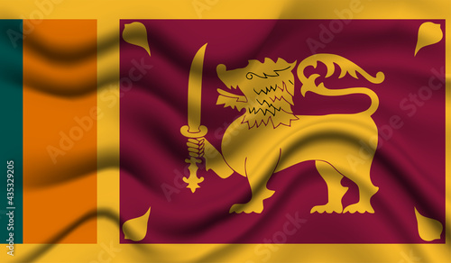 Abstract waving flag of Sri Lanka with curved fabric background. Creative realistic waving flag of Sri Lanka vector background