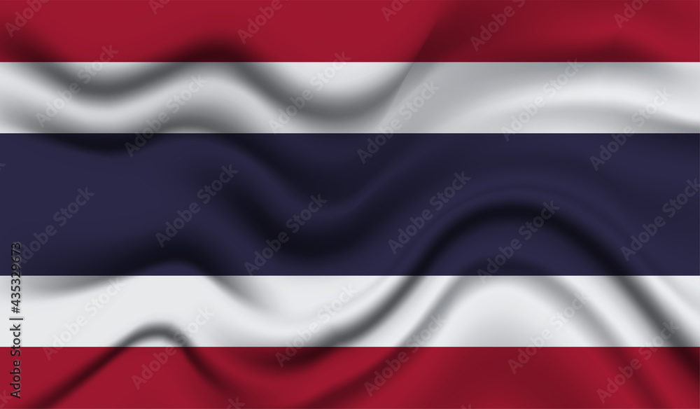 Abstract waving flag of Thailand with curved fabric background. Creative realistic waving flag of Thailand vector background Abstract waving flag of Thailand with curved fabric background. Creative realistic waving flag of Thailand vector background