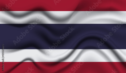 Abstract waving flag of Thailand with curved fabric background. Creative realistic waving flag of Thailand vector background