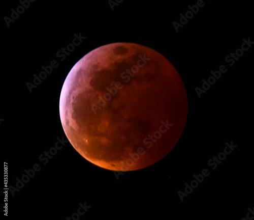  close up of  the super blood wolf moon  lunar eclipse of january 2019 