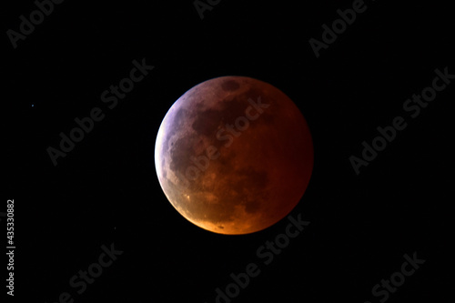  close up of  the super blood wolf moon  lunar eclipse of january 2019 