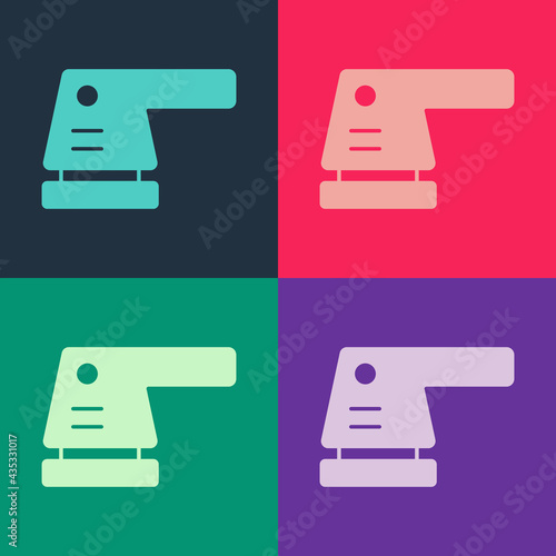 Pop art Electric sander icon isolated on color background. Orbital sander. For floor and wooden planks sanding sandpaper. Vector