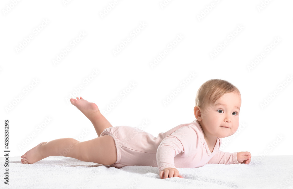 Cute little baby on white background Cute little baby on white background