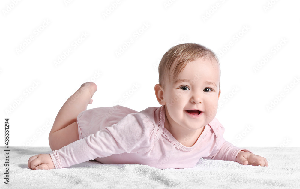 Cute little baby on white background Cute little baby on white background