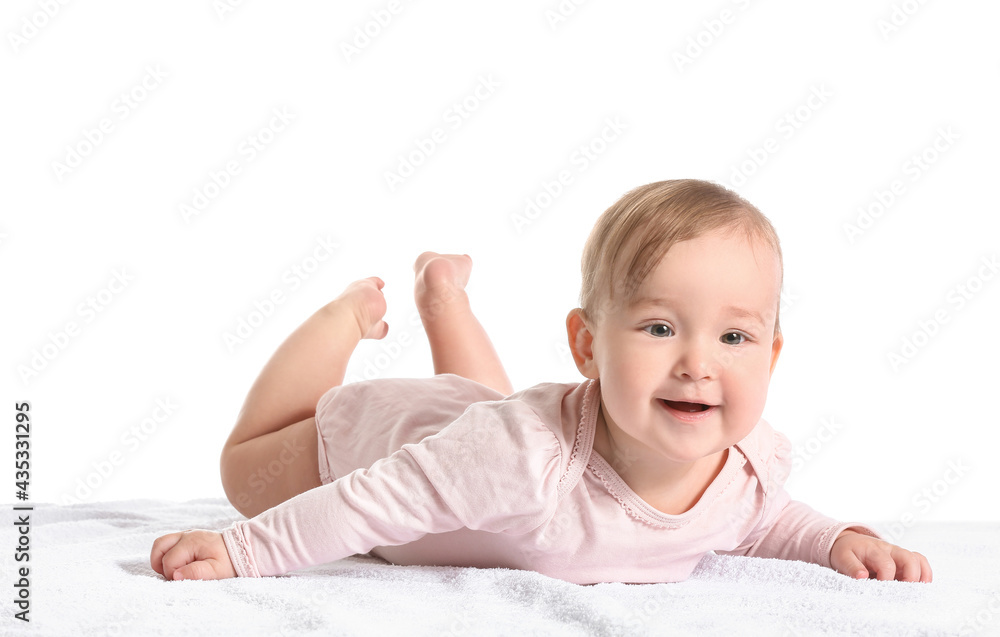 Cute little baby on white background Cute little baby on white background