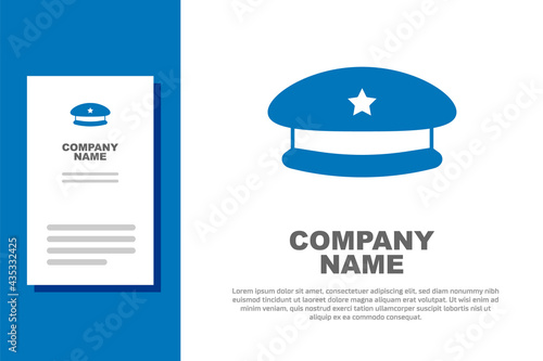 Blue Military beret icon isolated on white background. Soldiers cap. Army hat. War baret. Logo design template element. Vector