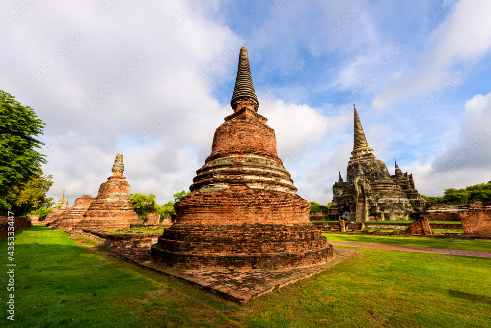 Wat Phra Sri Sanphet, a national historic site in Ayutthaya’s World Heritage park, Ruined temple in  Thailand