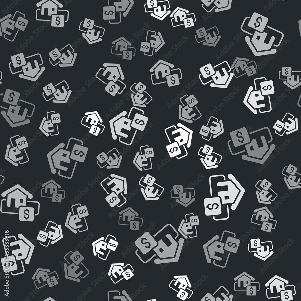 Grey Hanging sign with text Sale icon isolated seamless pattern on black background. Signboard with text Sale. Vector Grey Hanging sign with text Sale icon isolated seamless pattern on black background. Signboard with text Sale. Vector