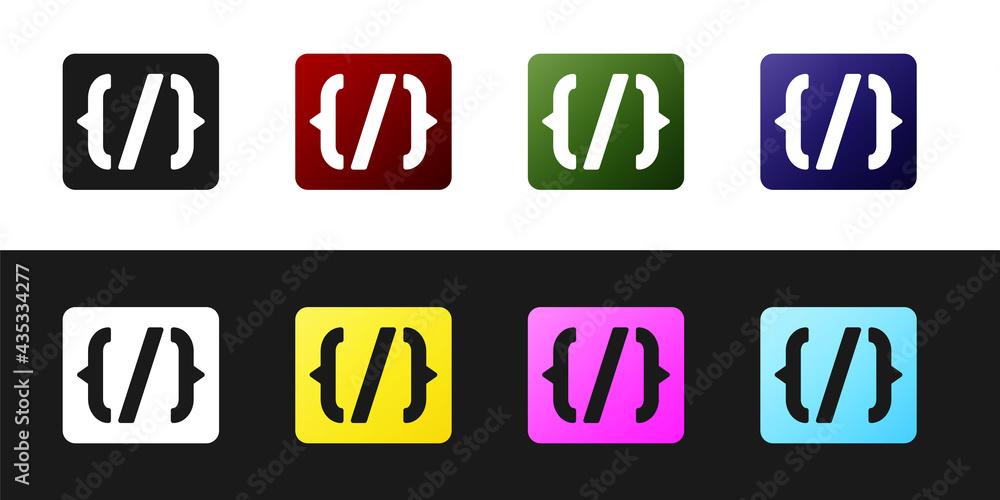 Set Programming language syntax icon isolated on black and white background. Syntax programming file system. Vector Set Programming language syntax icon isolated on black and white background. Syntax programming file system. Vector
