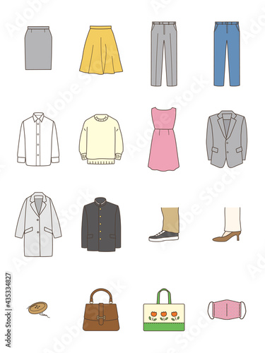 洋服リフォーム店　サービス内容のイラストセット