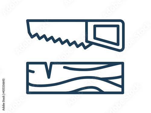 saw wood cut tool single icon white isolated background with outline style